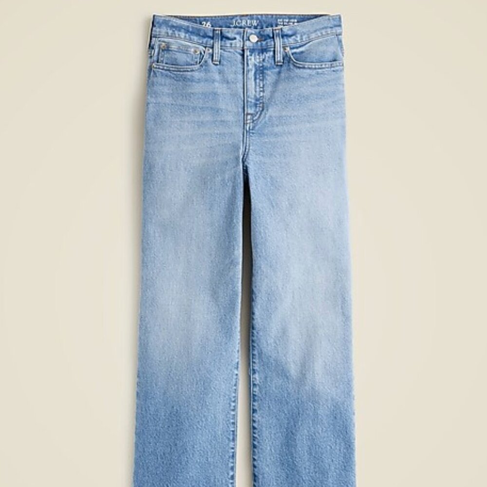 JCrew High Rise Slim Wide Jean in 1996 Semi-Stretch